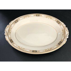 Syracuse China OPCO WEBSTER 12" Oval Serving Platter Gold Black Band Design MCM
